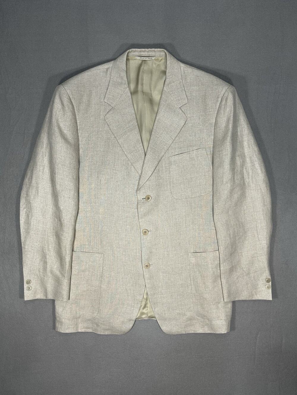Canali Milano for Bernini Men’s Blazer US 42R EU 52 Beige Linen Made Italy